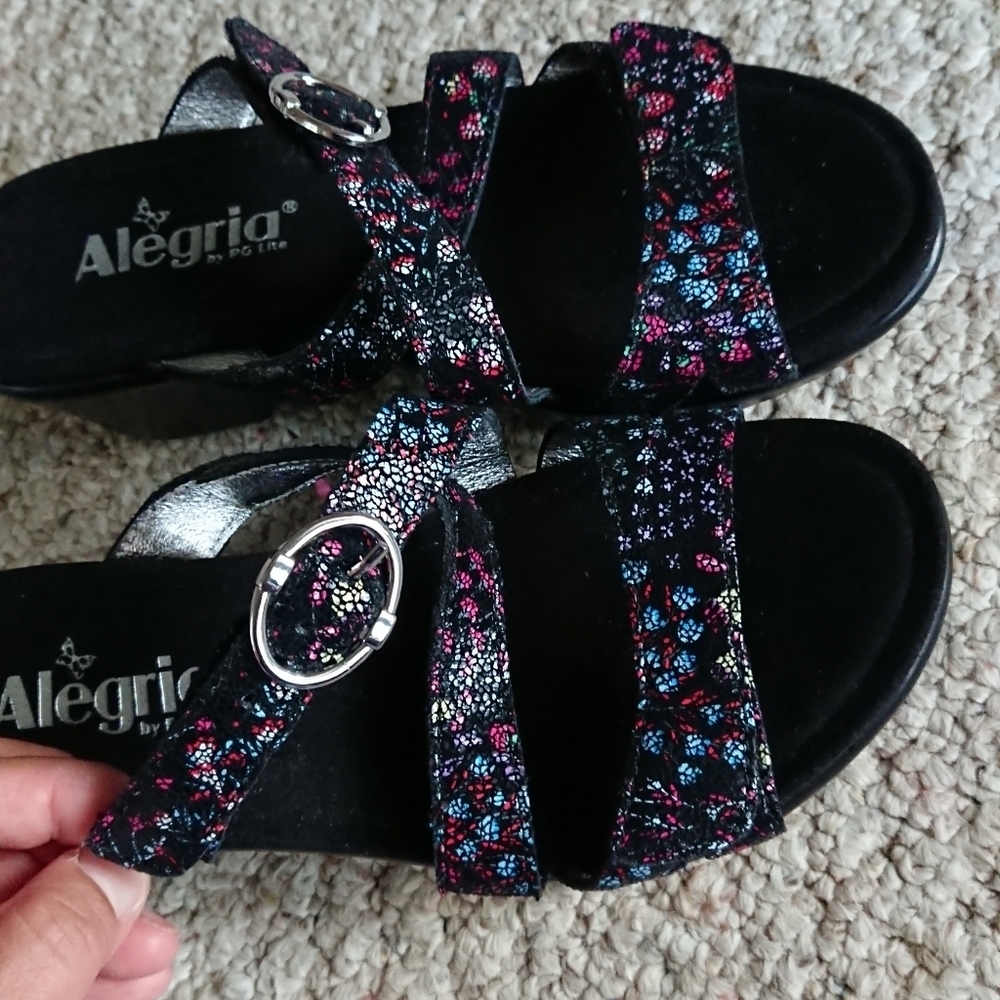 Alegria Black Multi-Color Loti Funtastic Wedge Sandals size 6 - Picture 6 of 13